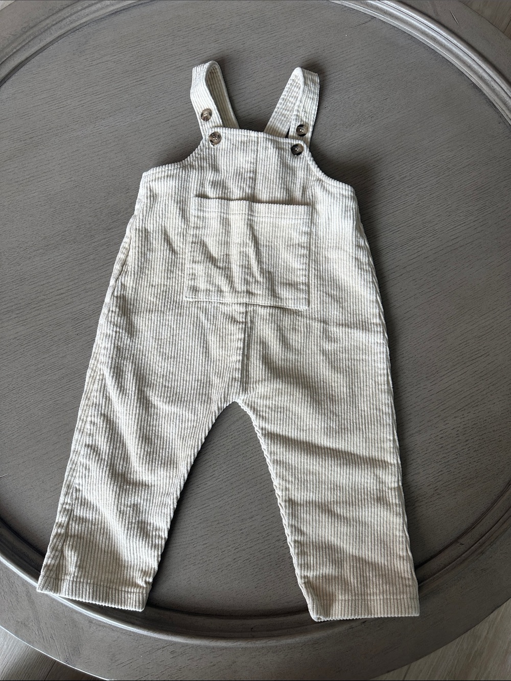 Kids Cream Corduroy Overalls with Front Pocket